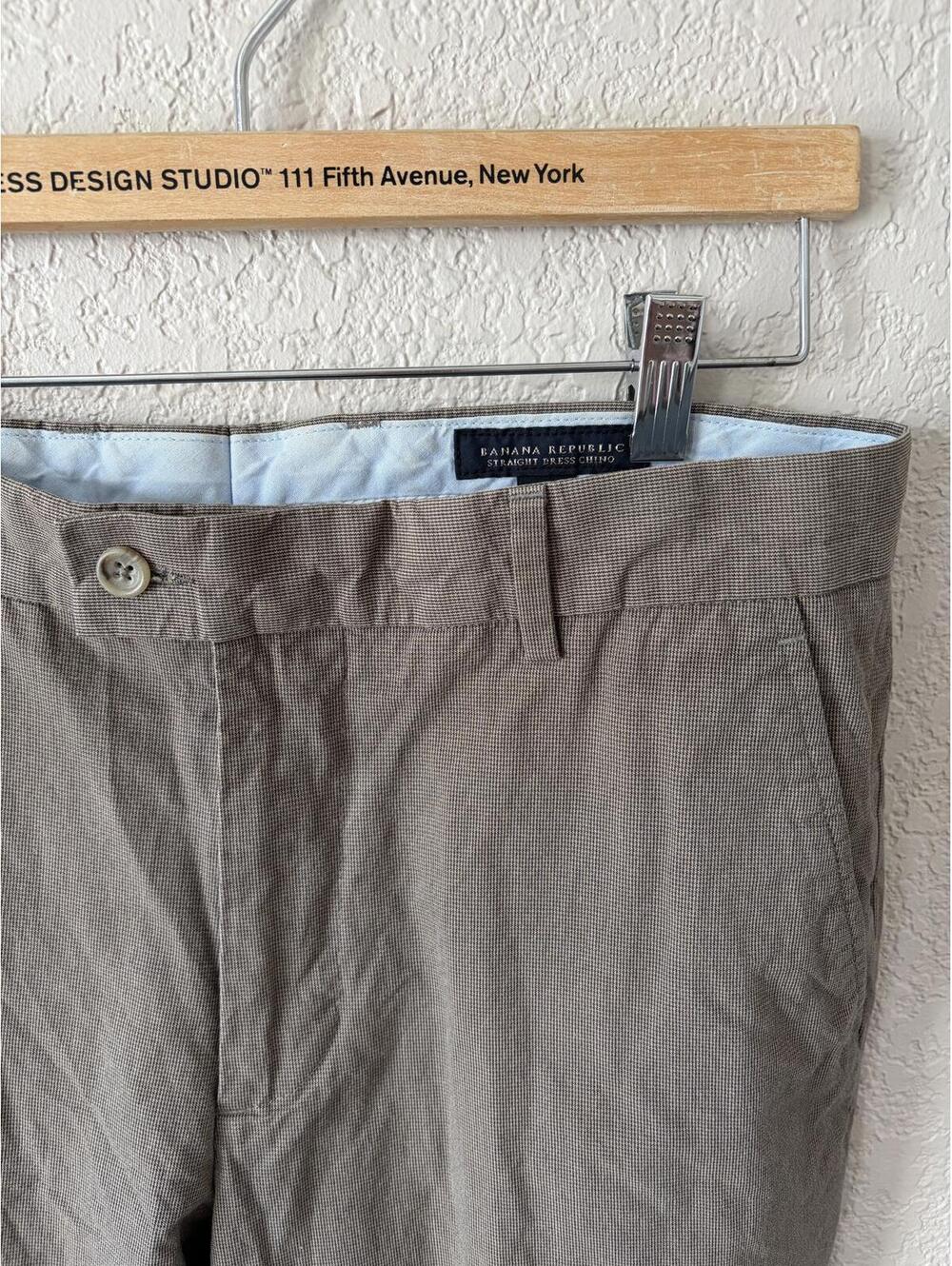 Banana Republic 100% Cotton Straight Dress Chino Tweed Pant 32/34 Brown